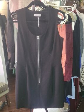 Madeleine Black Zipper WOOL Dress